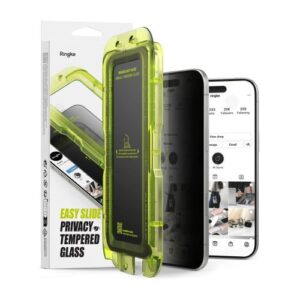 Ringke Apple iPhone Air ekrano apsauga Premium Easy Slide privatumą saugantis grūdintas stiklas 9H su montavimo rėmeliu (2 vnt.) skaidrus