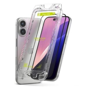 Ringke Apple iPhone 15/ 16 ekrano apsauga Premium Easy Slide grūdintas stiklas 9H su montavimo rėmeliu (2 vnt.) skaidrus