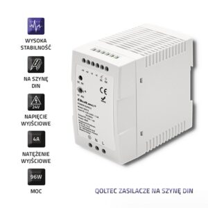 Qoltec 50915 DIN bėgio maitinimo šaltinis | 96W | 24V | 4A | Balta | Lieknas - Image 2