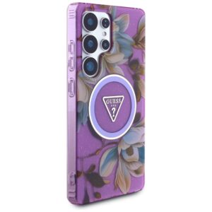Dėklas Guess Glitter Flowers Triangle Buttons MagSafe for Samsung Galaxy S25 Ultra purple - Image 4