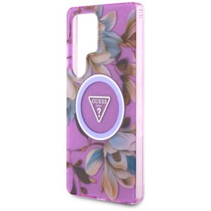 Dėklas Guess Glitter Flowers Triangle Buttons MagSafe for Samsung Galaxy S25 Ultra purple - Image 6