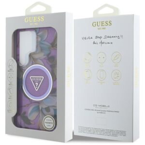 Dėklas Guess Glitter Flowers Triangle Buttons MagSafe for Samsung Galaxy S25 Ultra purple - Image 8