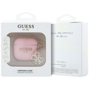 Guess GUA4LECG4P AirPods 4 cover pink Silicone 4G Charm - Image 3