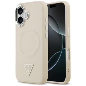 Guess Triangle Logo MagSafe Dėklas  skirtas Apple iPhone 17 Beige