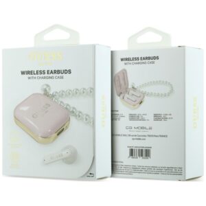 Earphones TWS Guess Pearl Strap pink - Image 5