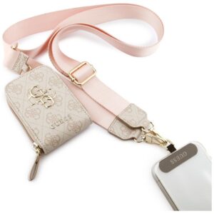 Universal lanyard with wallet Guess 4G Metal Logo pink
