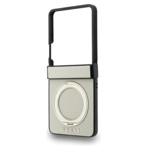 Guess Magnetic Ring Stand Grained Classic Logo MagSafe case for Samsung Galaxy Z Flip8 beige - Image 5