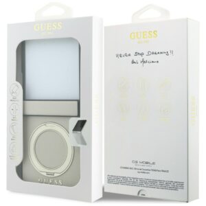 Guess Magnetic Ring Stand Grained Classic Logo MagSafe case for Samsung Galaxy Z Flip8 beige - Image 7
