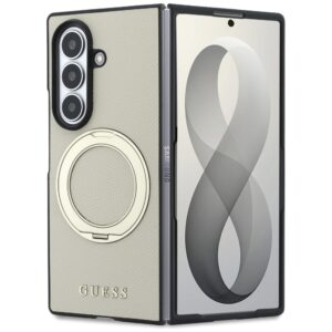 Dėklas Guess Magnetic Ring Stand Grained Classic Logo MagSafe for Samsung Galaxy Z Fold8 Ultra beige - Image 2
