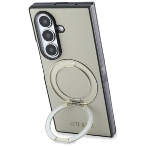 Dėklas Guess Magnetic Ring Stand Grained Classic Logo MagSafe for Samsung Galaxy Z Fold8 Ultra beige - Image 3