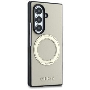 Dėklas Guess Magnetic Ring Stand Grained Classic Logo MagSafe for Samsung Galaxy Z Fold8 Ultra beige - Image 4