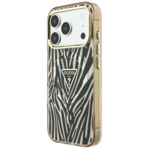 Dėklas Guess IML Zebra Glitter Triangle Logo MagSafe skirtas iPhone 18 Pro / iPhone 17 Pro gold - Image 2