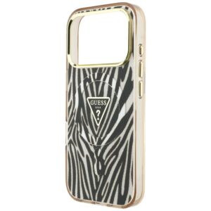 Dėklas Guess IML Zebra Glitter Triangle Logo MagSafe  skirtas Apple iPhone 18 Pro Max / Apple iPhone 17 Pro Max gold - Image 6