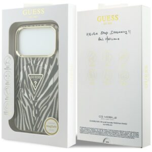 Dėklas Guess IML Zebra Glitter Triangle Logo MagSafe  skirtas Apple iPhone 18 Pro Max / Apple iPhone 17 Pro Max gold - Image 8