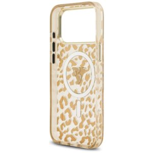 Dėklas Guess IML Leopard Glitter Triangle Logo MagSafe, skirtas iPhone 18 Pro / iPhone 17 Pro, rudos spalvos - Image 7