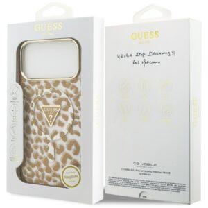 Dėklas Guess IML Leopard Glitter Triangle Logo MagSafe, skirtas iPhone 18 Pro / iPhone 17 Pro, rudos spalvos - Image 8