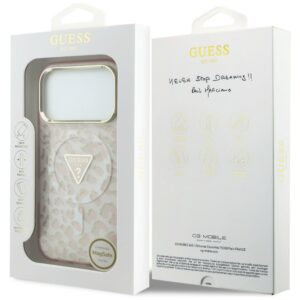 Dėklas Guess IML Leopard Glitter Triangle Logo MagSafe  skirtas Apple iPhone 18 Pro Max / Apple iPhone 17 Pro Max rožinės spalvos - Image 8