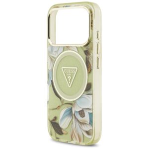 Dėklas Guess IML Glitter Flowers Triangle MagSafe skirtas Apple iPhone 18 Pro / 17 Pro žalios spalvos - Image 6