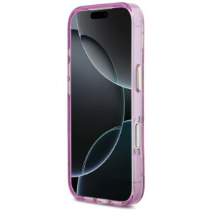 Dėklas Guess IML Glitter Flowers Triangle MagSafe skirtas Apple iPhone 18 Pro / 17 Pro violetinės spalvos - Image 5