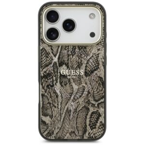 Dėklas Guess Python Pattern MagSafe skirtas Apple iPhone 18 Pro / 17 Pro rudos spalvos - Image 3