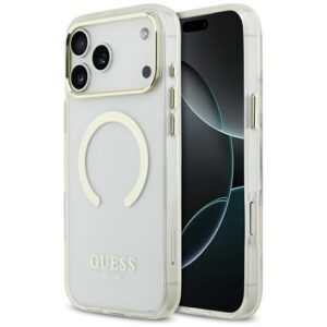 Dėklas Guess Metal Outline MagSafe skirtas Apple iPhone 18 Pro Max / 17 Pro Max aukso spalvos - Image 1