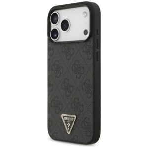 Dėklas Guess Leather 4G Triangle Strass MagSafe skirtas iPhone 18 Pro Max / 17 Pro Max juodos spalvos - Image 2