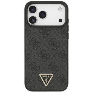 Dėklas Guess Leather 4G Triangle Strass MagSafe skirtas iPhone 18 Pro Max / 17 Pro Max juodos spalvos - Image 3