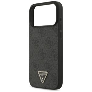 Dėklas Guess Leather 4G Triangle Strass MagSafe skirtas iPhone 18 Pro Max / 17 Pro Max juodos spalvos - Image 6