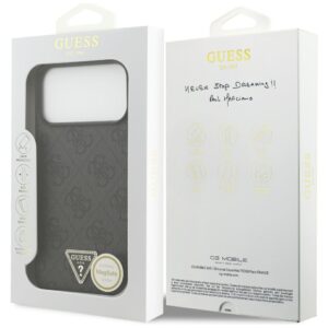 Dėklas Guess Leather 4G Triangle Strass MagSafe skirtas iPhone 18 Pro Max / 17 Pro Max juodos spalvos - Image 8