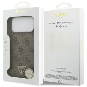 Dėklas Guess Leather 4G Triangle Strass MagSafe skirtas Apple iPhone 18 Pro Max / 17 Pro Max rudos spalvos - Image 8