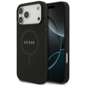 Dėklas Guess Saffiano Classic Logo MagSafe skirtas Apple iPhone 18 Pro Max / 17 Pro Max juodos spalvos
