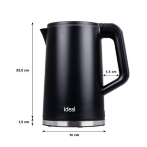 IDEAL virdulys 1,7 l, plieninis korpusas, galia 1500 W, juodas - Image 3