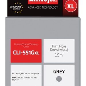 Activejet ACC-551GN rašalas (Canon CLI-551G pakaitalas; Supreme; 15 ml; pilkos spalvos)
