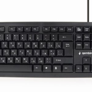 Gembird KB-U-103-RU klaviatūra Biuras USB QWERTY Anglų, rusasˌ Rusijos Juoda