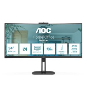 AOC V5 CU34V5CW kompiuterio monitorius 86,4 cm (34") 3440 x 1440 pikseliai Wide Quad HD LED Juoda - Image 1