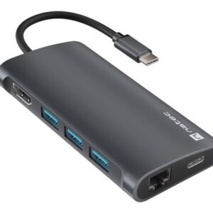 NATEC NMP-2162 knyginių kompiuterių dokas / jungčių replikatorius Vielinis USB 3.2 Gen 1 (3.1 Gen 1) Type-C Pilka