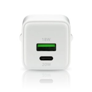 EVERACTIVE tinklo įkroviklis 1× USB, 1× USB-C Quick Charge 3.0 20 W, baltas - Image 2