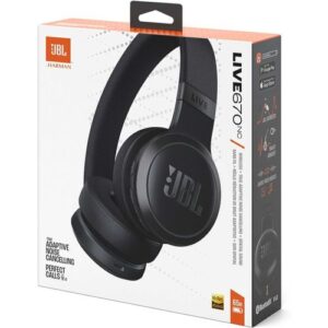 JBL Live 670NC belaidės „Bluetooth“ ausinės, uždedamos ant ausų, juodos spalvos, EU