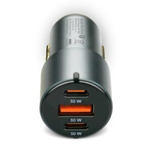 Automobilinis įkroviklis everActive CC-40Q su USB QC3.0 prievadu ir 2× USB-C PD 60 W - Image 3