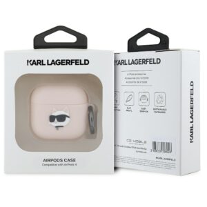 Karl Lagerfeld KLA4RUNCHP AirPods 4 cover pink Silicone Choupette Head 3D - Image 3