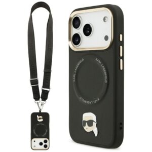 Karl Lagerfeld Big Strap Karl Metal Logo MagSafe Dėklas skirtas iPhone 17 Pro juodos spalvos - Image 1
