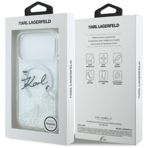 Dėklas Karl Lagerfeld Liquid Glitter Karl Script Logo MagSafe skirtas iPhone 17 Pro transparent - Image 8