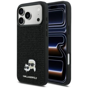 Dėklas Karl Lagerfeld Rhinestones Karl&Choupette Pin skirtas iPhone 17 Pro Max black