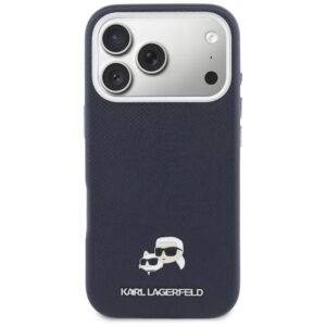 Dėklas Karl Lagerfeld Karl & Choupette Head Pins Saffiano MagSafe skirtas iPhone 17 Pro Max blue - Image 3