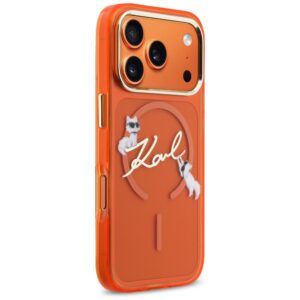 Dėklas Karl Lagerfeld IML Choupettes Karl Script Logo MagSafe skirtas iPhone 17 Pro orange - Image 4