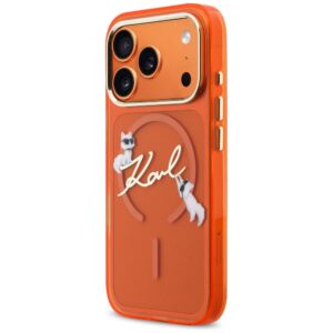 Dėklas Karl Lagerfeld IML Choupettes Karl Script Logo MagSafe skirtas iPhone 17 Pro Max orange - Image 2