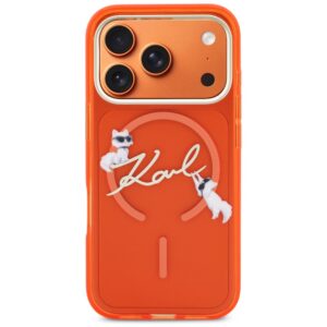Dėklas Karl Lagerfeld IML Choupettes Karl Script Logo MagSafe skirtas iPhone 17 Pro Max orange - Image 3