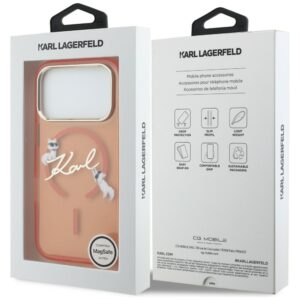 Dėklas Karl Lagerfeld IML Choupettes Karl Script Logo MagSafe skirtas iPhone 17 Pro Max orange - Image 8