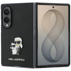 Dėklas Karl Lagerfeld Saffiano Karl&Choupette Pin for Samsung Galaxy Z Fold8 juodos spalvos