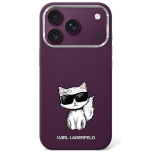 Dėklas Karl Lagerfeld Smooth Choupette Sketch MagSafe skirtas Apple iPhone 18 Pro / 17 Pro burgundy